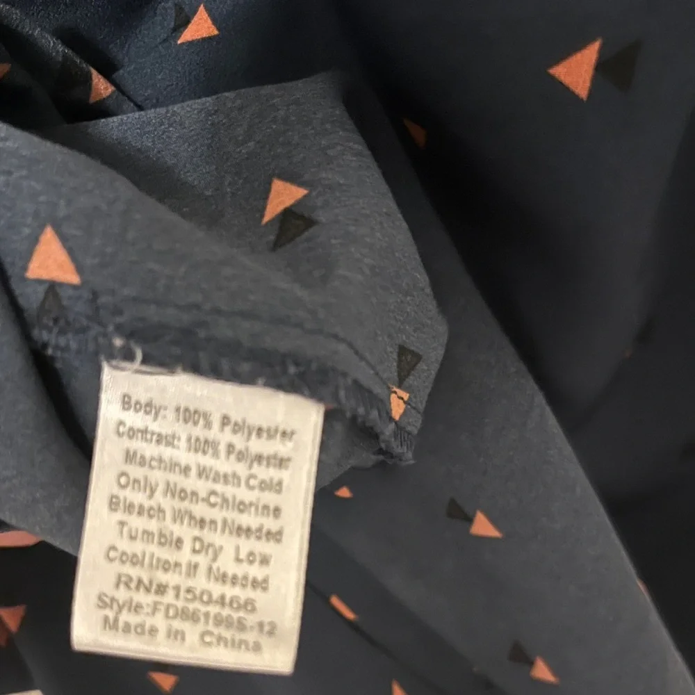 Fun 2 Fun Navy Blouse with Geometric Print - Picture 5 of 5